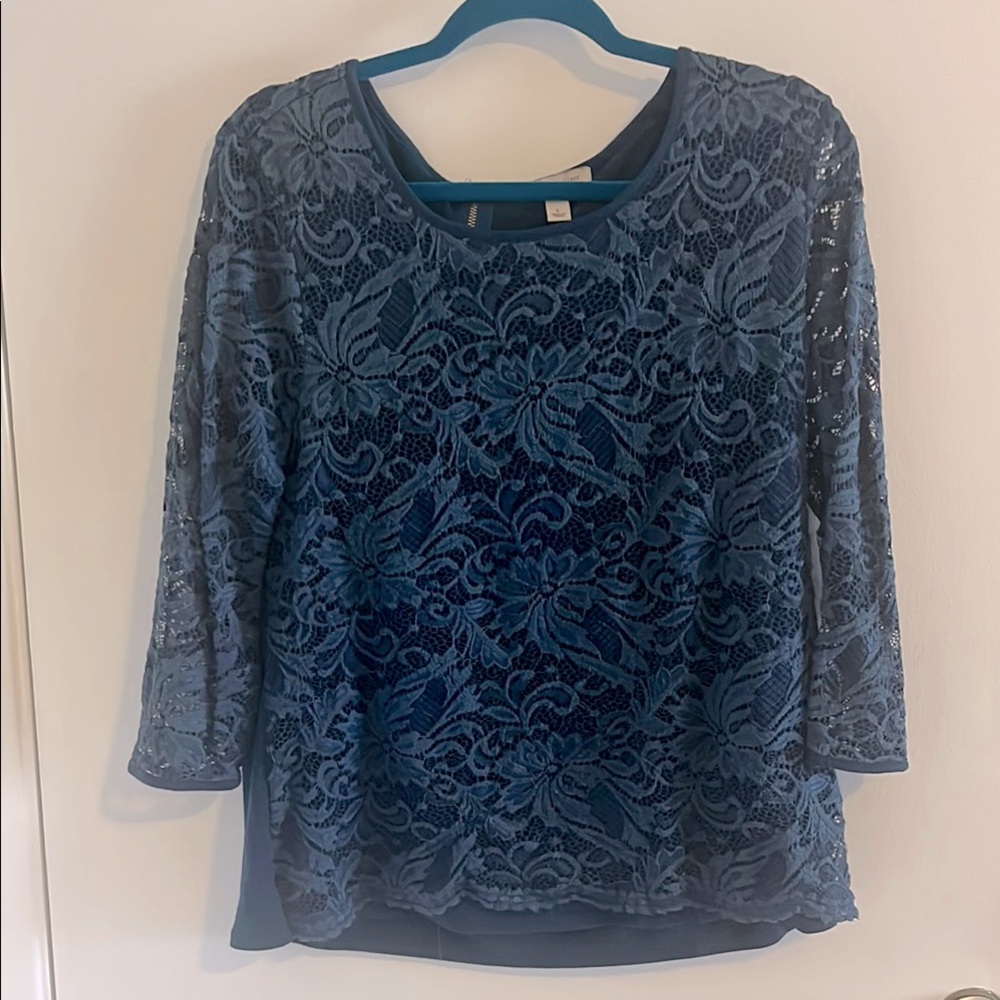 Elegant Blue Lace Women's Top